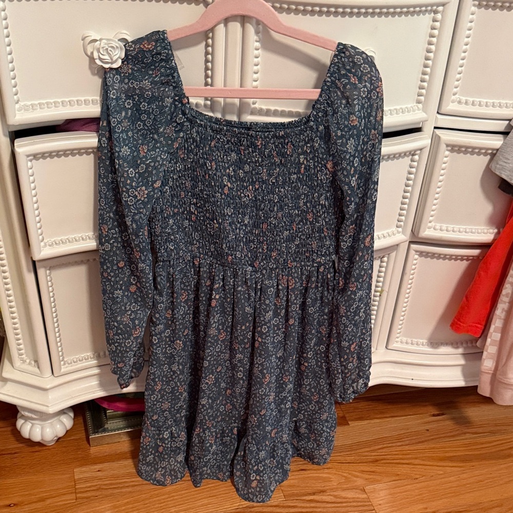 art class Blue Floral Smocked Long-Sleeve Dress